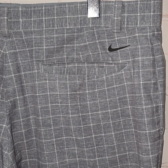 Nike Golf Dri Fit Shorts Gray White Plaid Polyester Blend Men's Size 36 - Picture 7 of 12